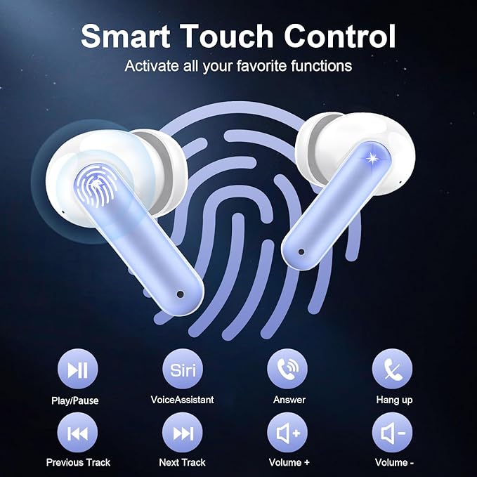 ZIUTY Wireless Earbuds Bluetooth Headphones, 50H Playtime Ear Buds with Mic, LED Digital Display Charging Case, IPX7 Waterproof, Deep Bass Stereo, in-Ear Earphone for iPhone Andriod Phone