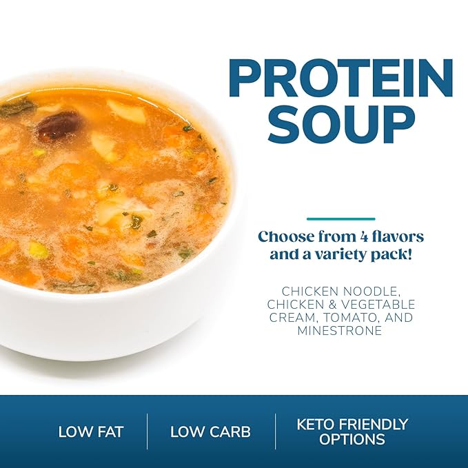 WonderSlim Protein Soup, Variety Pack, 70-110 Calories, 12-15g Protein, 0-1.5g Fat (7ct)