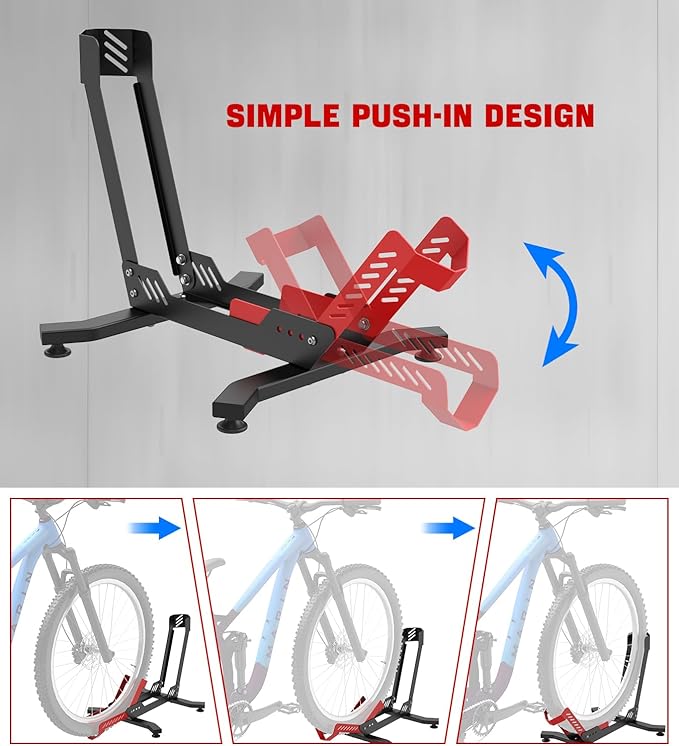 Bike Floor Stand, Portable Bike Storage for Garage - up to 3.5" Tire Wide, MTB & Road Bicycle Floor Stand, Front and Rear Wheel Parking Rack Fit for 26"-29" Bikes
