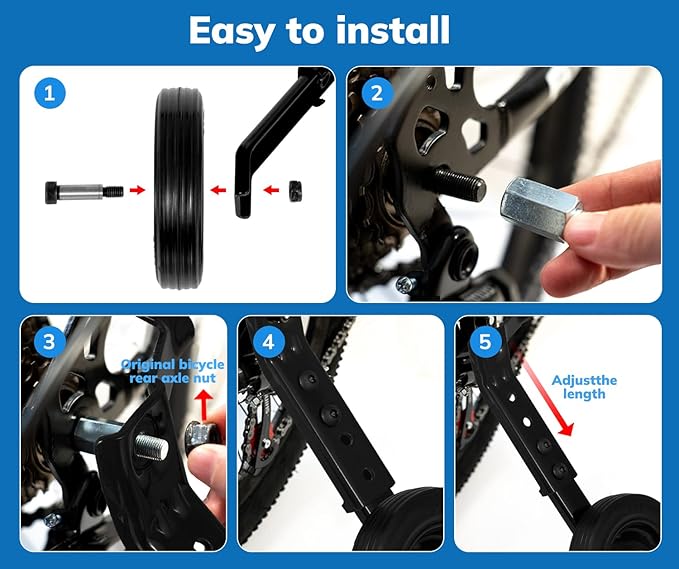 Training Wheels, Thicken Bike Training Wheels for Adult Under 200lb with Heavy Duty Stainless Steel for 24 26 28 inch bike