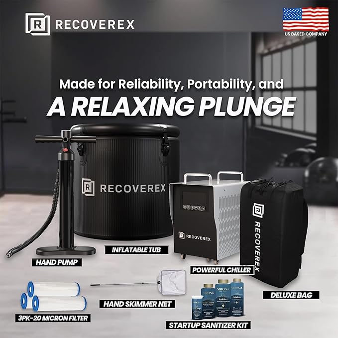 Cold Plunge Tub, 88 Gallon, 0.8 Horsepower – Heavy-Duty Ice Bath Tub for Athletes, Portable Cold Plunge Chiller with Water Treatment Kit, Immersion Therapy, WiFi Control, Backpack & Wheels