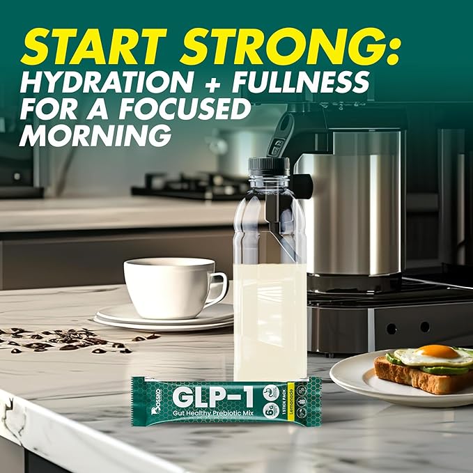 GLP-1 Supplement 6g Fiber - with Chromium & Glucomannan Booster Drink Mix with 45 Servings (6 Weeks Supply) to Reduced Appetite and Cravings & Metabolic Support Formula - Lemonade Flavor