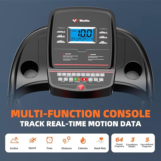 Treadmill with Incline, 300 LBS Capacity, 8 MPH or 10 MPH Speed, Bluetooth, App, Pause Function, Folding Treadmills for Home with 64 Programs, 17'' or 18'' Wide Belt, Heart Rate, BMI Detector