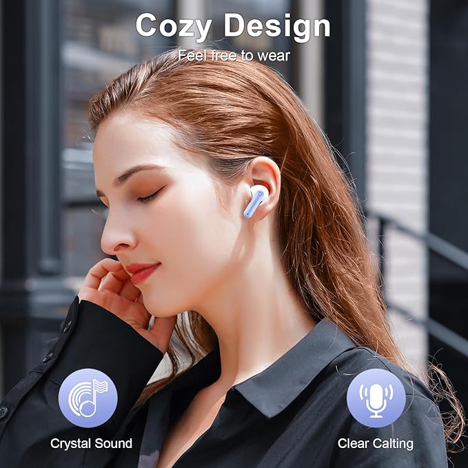 ZIUTY Wireless Earbuds Bluetooth Headphones, 50H Playtime Ear Buds with Mic, LED Digital Display Charging Case, IPX7 Waterproof, Deep Bass Stereo, in-Ear Earphone for iPhone Andriod Phone