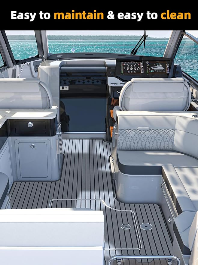 FOCEAN Boat Flooring EVA Foam Boat Decking Faux Teak Marine Flooring Boat Mat Boat Carpet Sheet for Motorboat RV Yacht Kayak Surfboard, 94.5"x 47.2"/35.4"/23.6"/15.7"