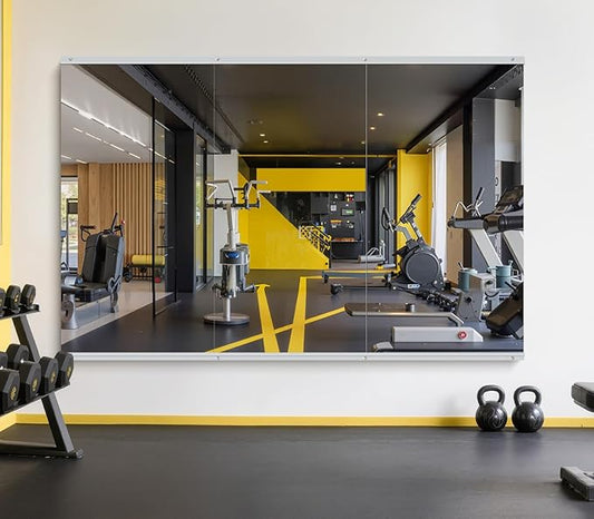 Home Gym Mirror - 55x28 Inch, 3PCS Frameless Tempered Glass Full Body Mirror for Wall Mount - Ideal for Yoga, Workout, Bedroom, Dance Studio (Silver)