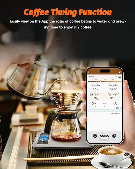 Ataller Smart Food Scales with Nutritional Calculator, Smartphone App with 26 Nutrients Tracking, Calorie, Marco, Digital Kitchen Weight Grams and Ounces for Weight Loss, 11 Pounds, Stainless Steel