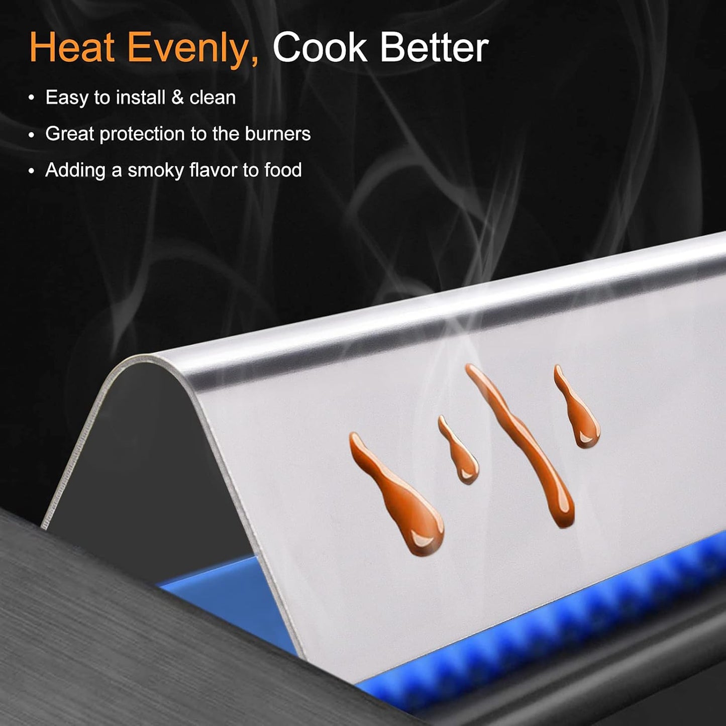 Set of 3-Pack 15.3" 7635 Flavorizer Bars for Weber Spirit 200 Series, Spirit E210 S210, E220, S220 with Front Control Knobs, Stainless Steel Heat Plates Flavor Bar for Weber Spirit E210