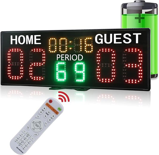 YZ LED Super Bright Electronic Scoreboard, Battery Powered Digital Scoreboard with Remote, Tennis Score Keeper for Net,Basketball/Volleyball/Baseball/Cornhole Indoor Outdoor Buzzer