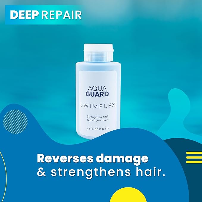 AQUA GUARD Swim Hair Rescue Bundle | Pre-Swim Protection & Post-Swim Repair Kit | Includes Hair Defense, Shampoo, Conditioner, Detangler, Hair Mask & SPF Skin Defense | Chlorine Care For Swimmers
