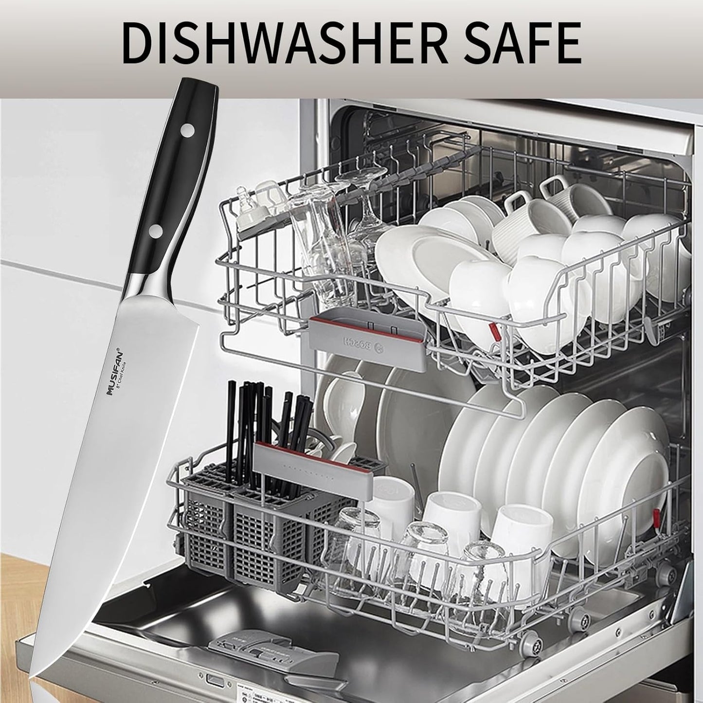 6-Piece Knife Block Sets,Stainless Steel Kitchen Knife Set with Block – High Carbon Black Knives, Dishwasher Safe,Holiday Gift