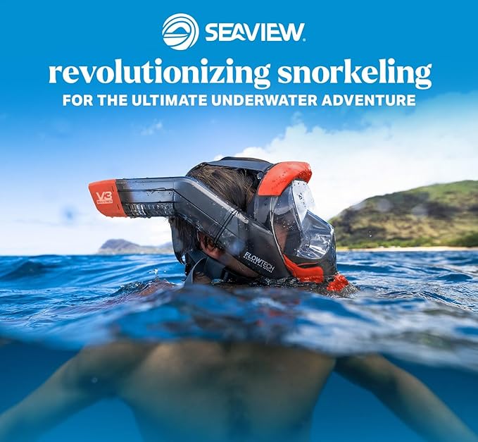 Seaview 180 V3 Full Face Snorkel Mask Adult- The V3 is The Perfect Snorkeling Gear for Adults- Snorkel Mask with 180 Panoramic Viewing and Up to 600% Easier Breathing- Patented Flowtech Air Intake