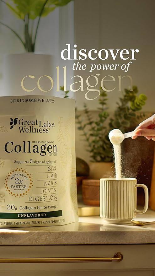 Great Lakes Wellness Collagen Peptides Powder for Skin, Hair, Nails, Joints & Digestion - Variety Flavors - Quick Dissolve Hydrolyzed, Non-GMO, Kosher - 6 Sticks - Packaging May Vary