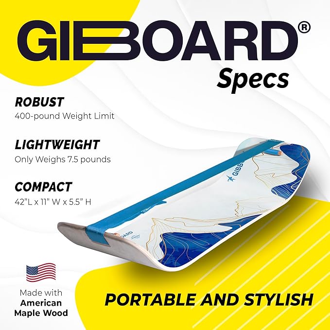 GIBBON SlackBoard - GiBoard Balance Board Kids & Adults - Slackline Balance Trainer - Slack Board Core Workout Equipment Home Gym Training - Standing Desk Exercise - Yoga, Agility, Pilates & More