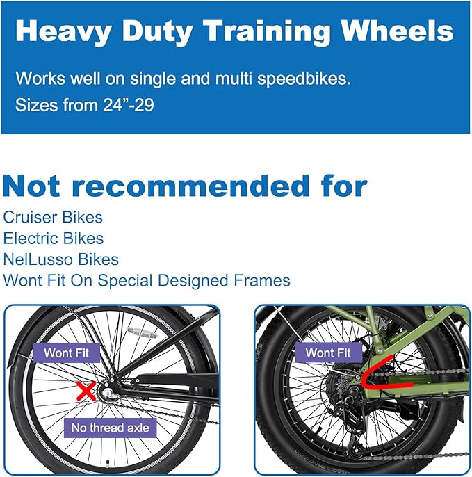 Training Wheels, Thicken Bike Training Wheels for Adult Under 200lb with Heavy Duty Stainless Steel for 24 26 28 inch bike