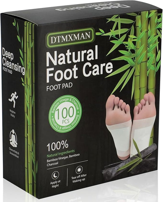100 Packs Bamboo Foot Pads, Natural Cleansing, Promoting Sleeping, Suitable for Daily Relaxation Foot Paches, Included 100 Adhesive Sheets and 100 Foot Pads