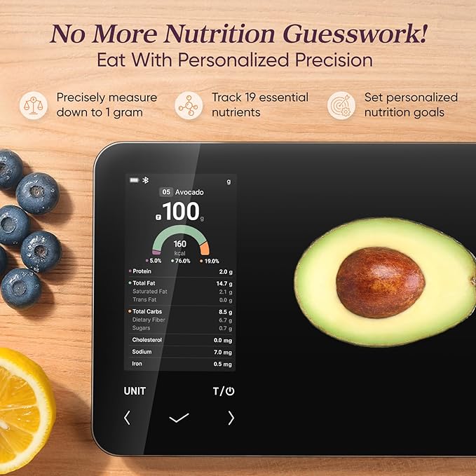 COSORI Smart Digital Food Kitchen Scale with Nutritional Calculator, On-Screen Nutrient Info, Free App for Calorie & Macro Tracking, AI Scan, Personal Goals, for Weight Loss and Keto, 11lb/5kg