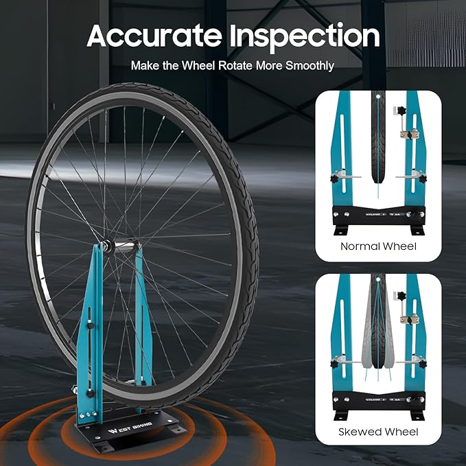 Bicycle Wheel Truing Stand, Bike Repair Truing Bearing Stand with 360° Swivel Dual Adjustment & Thickened Base, Professional Bicycle Wheel Repair Steel Bearing Bracket Rim for Wheels up to 3.5"-5.9"