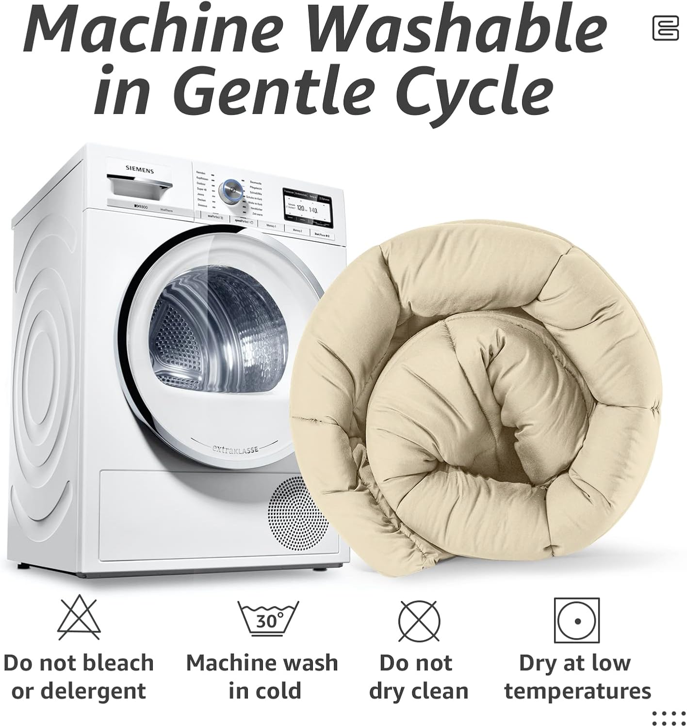 HYLEORY All Season Twin Size Bed Comforter - Cooling Down Alternative Quilted Duvet Insert with Corner Tabs - Winter Warm - Machine Washable - Beige