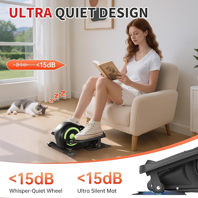 Under Desk Elliptical Machine, Electric Ellipse Leg Exerciser as Seen on TV for Seniors, Pedal Exerciser Fully Assembled with 8 Resistance Levels, Portable Leg Exerciser for Home Office