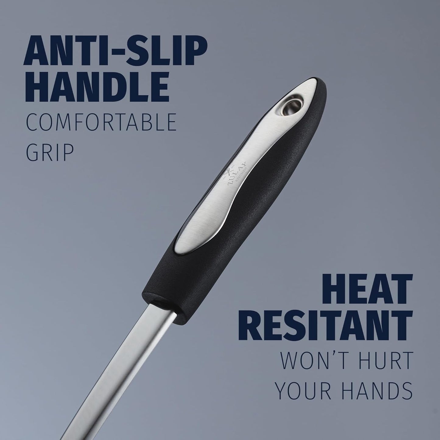 Zulay Kitchen Premium Soup Ladle – 12" Stainless Steel with Non-Slip Silicone Handle