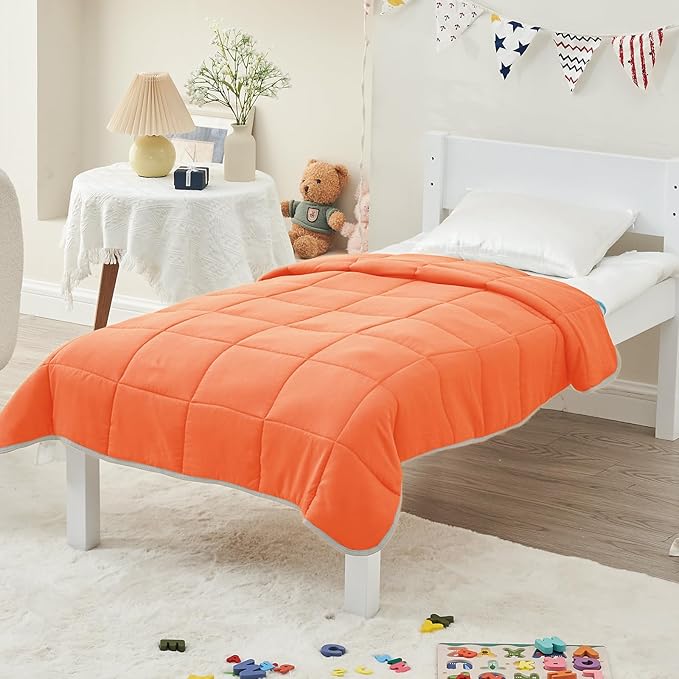 yescool Weighted Blanket (7 lbs, 41" x 60", Orange) Cooling Heavy Blanket for Sleeping Perfect for 60-90 lbs, Breathable Blanket with Premium Glass Bead, Machine Washable