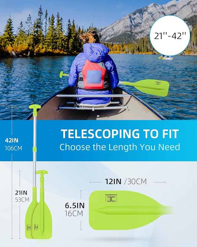 OCEANBROAD Telescoping Emergency Paddle 21''-42''(Assembling Required)/26''-54'' Aluminium Shaft for Kayaking Boating Canoeing River Tubing