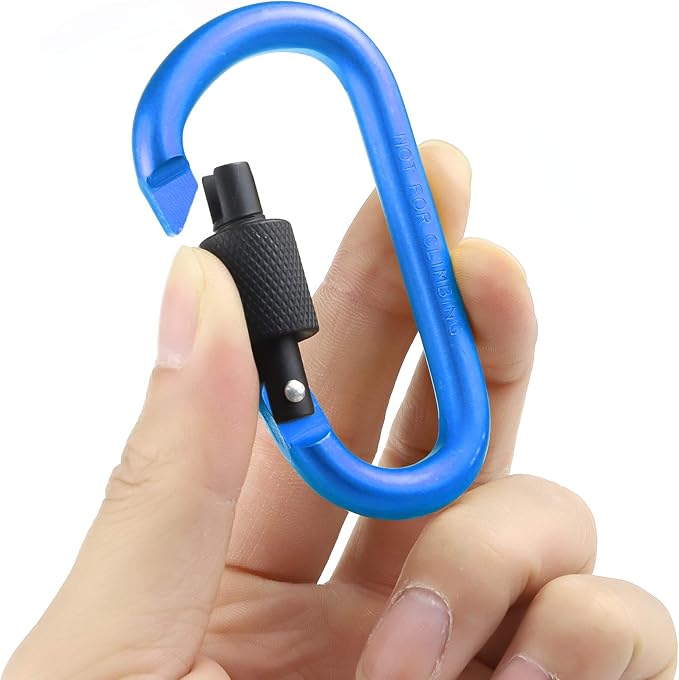 10 Pack Aluminum D Ring Key Rings Hiking Clips Locking Carabiner for Hiking Camping Fishing and Outdoor Use,Clips with Screw Gate Multicolored