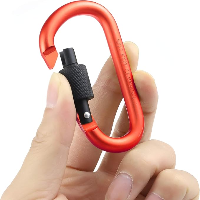 10 Pack Aluminum D Ring Key Rings Hiking Clips Locking Carabiner for Hiking Camping Fishing and Outdoor Use,Clips with Screw Gate Multicolored