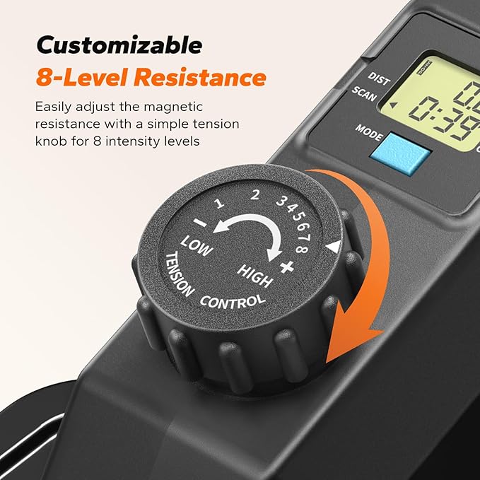 MERACH Sitting Under Desk Elliptical Machine, Leg Exerciser While Sitting for Seniors, Seated Pedal Exerciser, Quiet & Portable Pedal Exerciser with 8 Resistance Levels, Work from Home Fitness