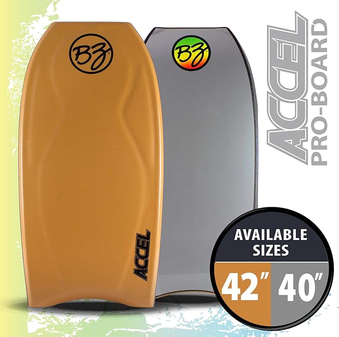 BZ Bodyboards - Accel Pro Board - Crescent Tail, Slick Bulbs, Contoured Deck Cutting Edge, High Performance - Advanced Riders