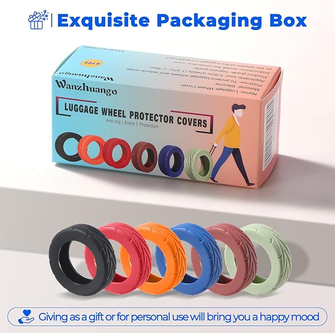 8 Pcs Upgrade Luggage Wheel Covers, Carry On Luggage Suitcases,Wear-Resistant, Anti-Noise, Silicone Wheel Protective Covers for 2-2.4" Spinner Wheel,Essential Travel Accessories (Blue)