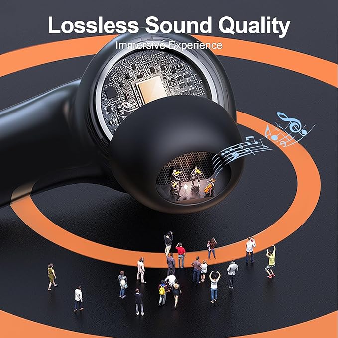 ZIUTY Wireless Earbuds Bluetooth Headphones, 50H Playtime Ear Buds with Mic, LED Digital Display Charging Case, IPX7 Waterproof, Deep Bass Stereo, in-Ear Earphone for iPhone Andriod Phone