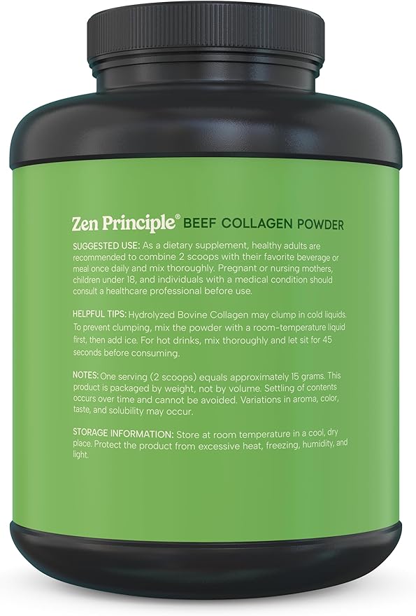 Zen Principle Grass-Fed Agglomerated Collagen Peptides 5 lb. Anti-Aging Hydrolyzed Protein Powder for Healthy Hair, Skin & Joints. Paleo and Keto Friendly, GMO and Gluten Free, Pasture-Raised Bovine.