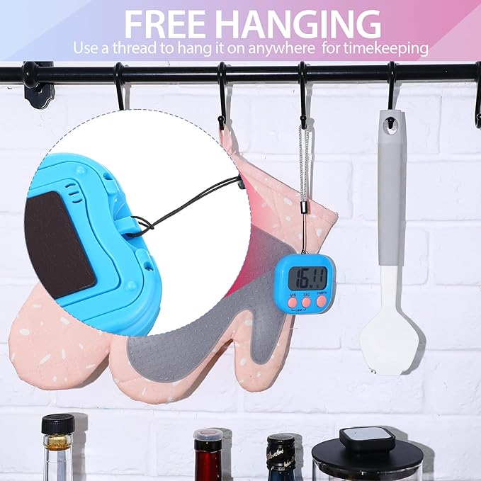 Weewooday 24 Pieces Digital Kitchen Timer Magnetic Timers for Classroom ON/Off Switch Minute Second Count up Countdown Big LCD Display Loud Alarm for Exercise Cook Baking Teacher Kid (Assorted Color)