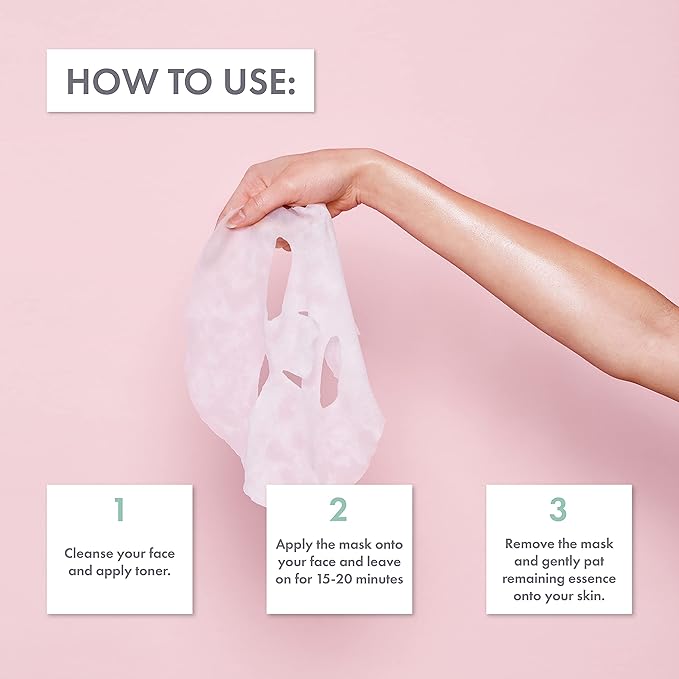 ESW Beauty Strawberries & Cream - Soothing Raw Juice Face Mask (6-Pack) - Calming with Coconut, Vanilla Bean, Almond Milk & Strawberry for Sensitive Skin - Reduces Redness & Nourishes