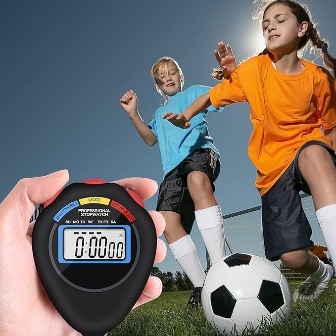 6 Pack Multi-Function Electronic Digital Sport Stopwatch Timer, Large Display with Date Time and Alarm Function,Suitable for Sports Coaches Fitness Coaches and Referees(Black)