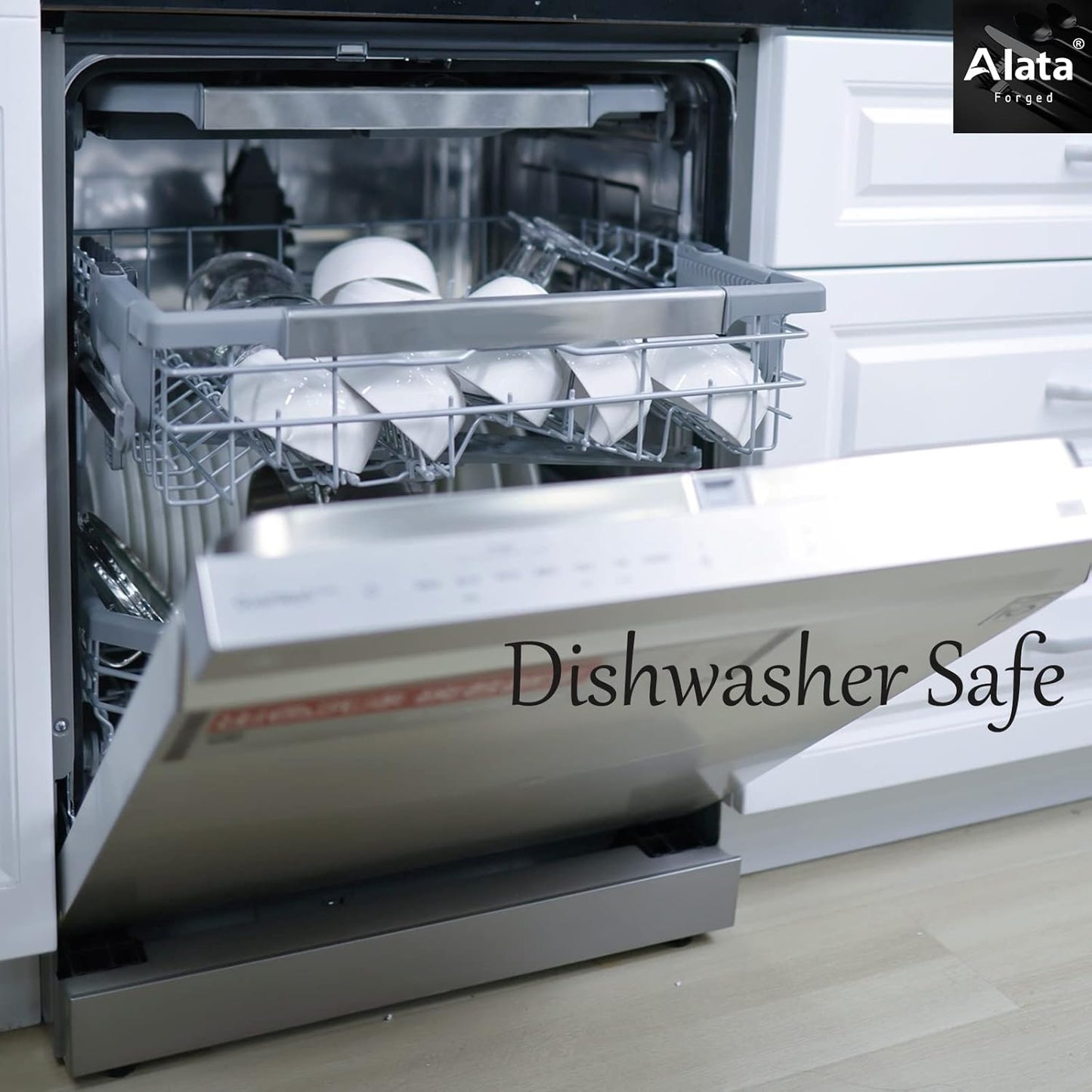 Alata Potter 40-Piece Forged Silverware Set, Service for 8 – Premium Stainless Steel Flatware Set, Modern Design with Satin Finish, Ideal for Home, Kitchen, Party, Camping