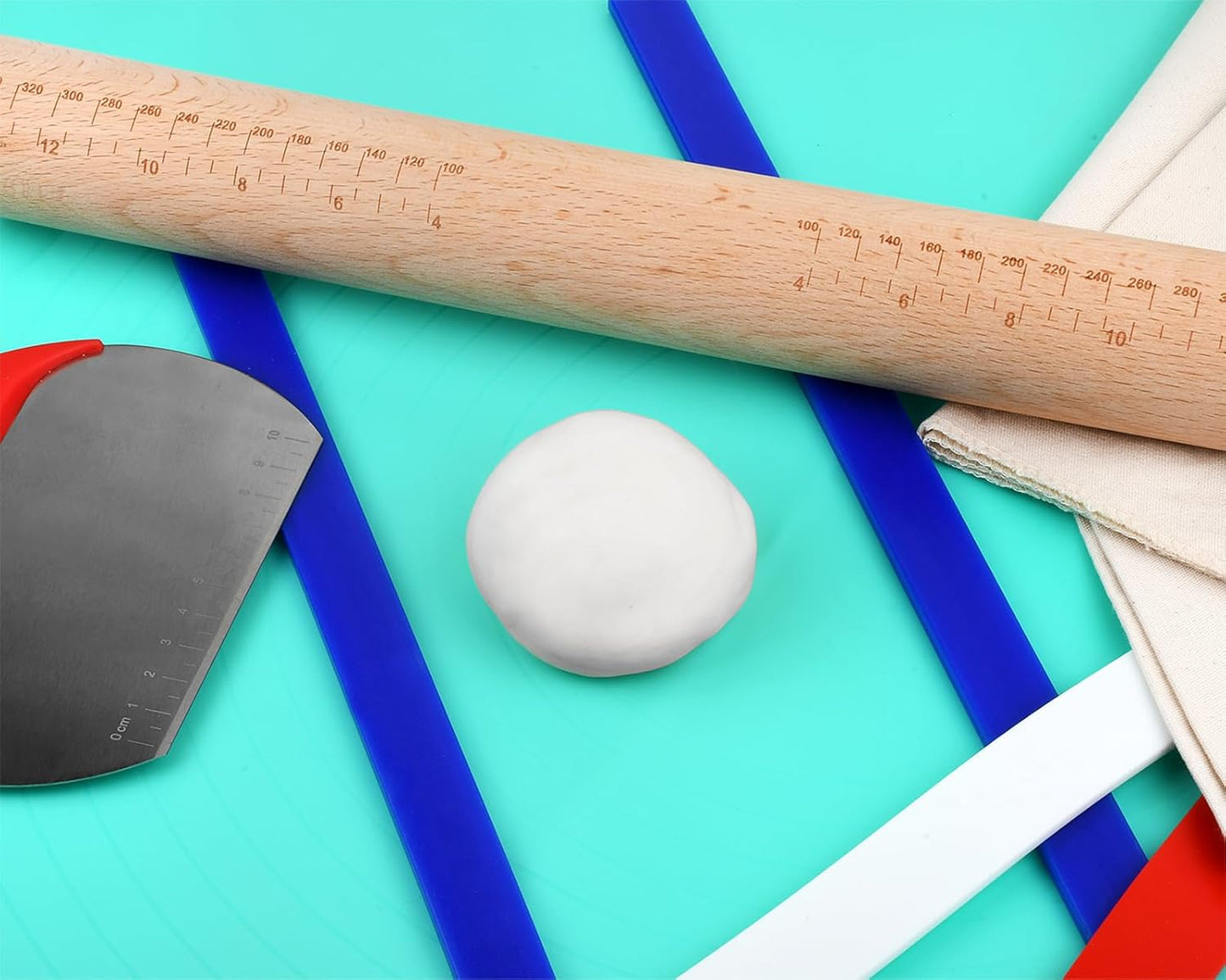 Rolling Pin Guides for Dough Thickness 6 Pieces Silicone Leveler Sticks Measuring Strips for Pastry, Cookie, etc. Baking Accessories