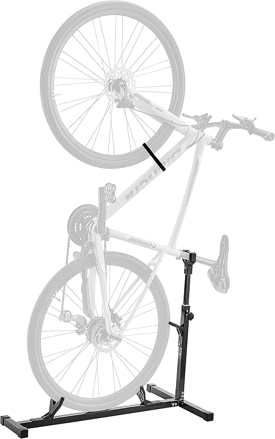 Ibera Two-Way Bike Stand for 20"-29" Wheels - Bicycle Stand for Vertical or Horizontal Storage - Adjustable, Floor-Mounted with Alloy Steel Frame - Space-Saving Bicycle Storage for Home or Garage