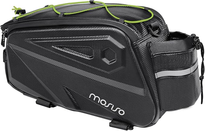MOSISO Bike Rack Bag, Waterproof Bike Rear Rack Handbag Bicycle Trunk Bag, 14L EVA Mountain Bicycle Rear Seat Storage Saddle Pouch Cycling Luggage Pouch with Shoulder Strap, Lime Green