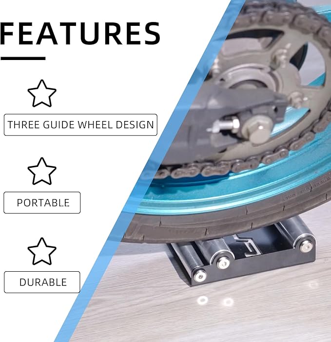 Motorcycle Wheel Cleaning Stand with Cleaning Brush Kit,Universal Roller Paddock for Dirt Street Bike Ebike for Tire Cleaning & Chain Lubrication(Bikes<500 lb & Tire Width<180 mm)