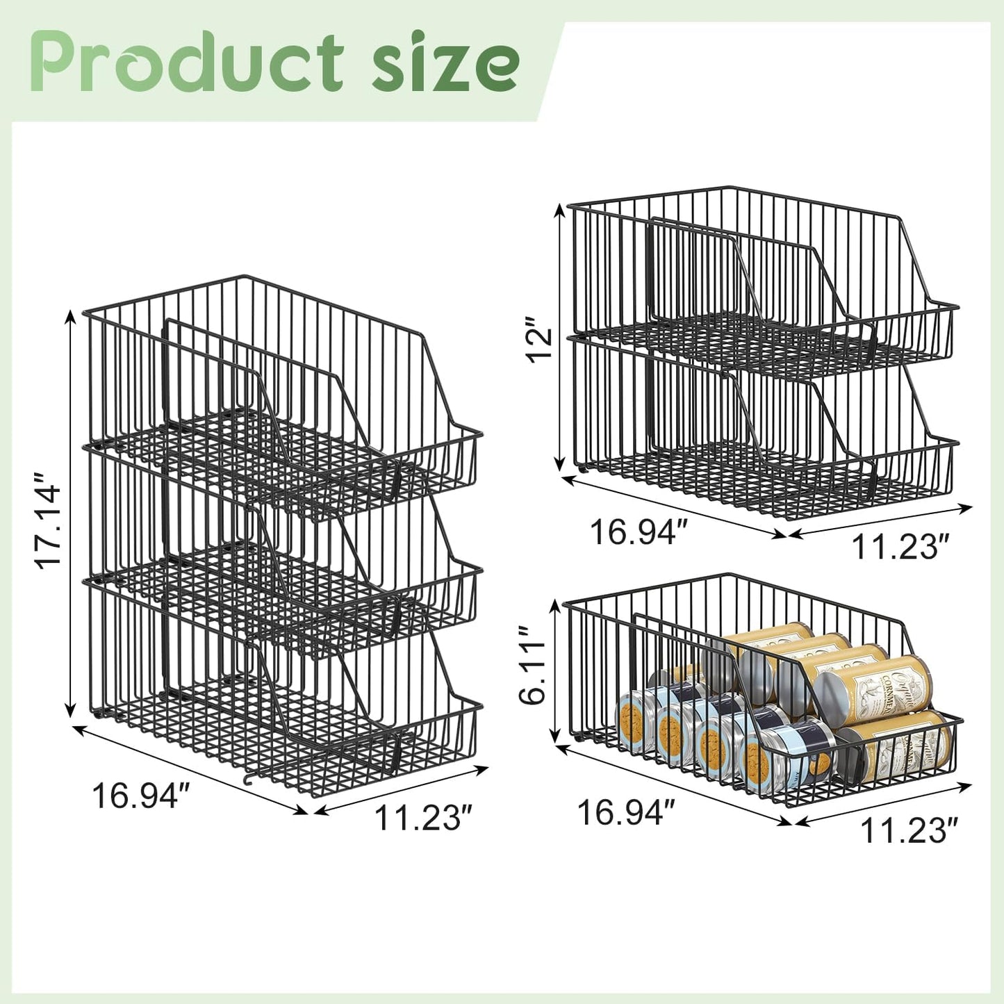 3 Pack Can Storage Organizer For Pantry,Stackble Widen Can Holder Rack With 3 Adjustable Dividers, Can Dispensers For Soup Soda Canned Food Water Bottle, Pop Drink Organizers for Cabinet Shelf