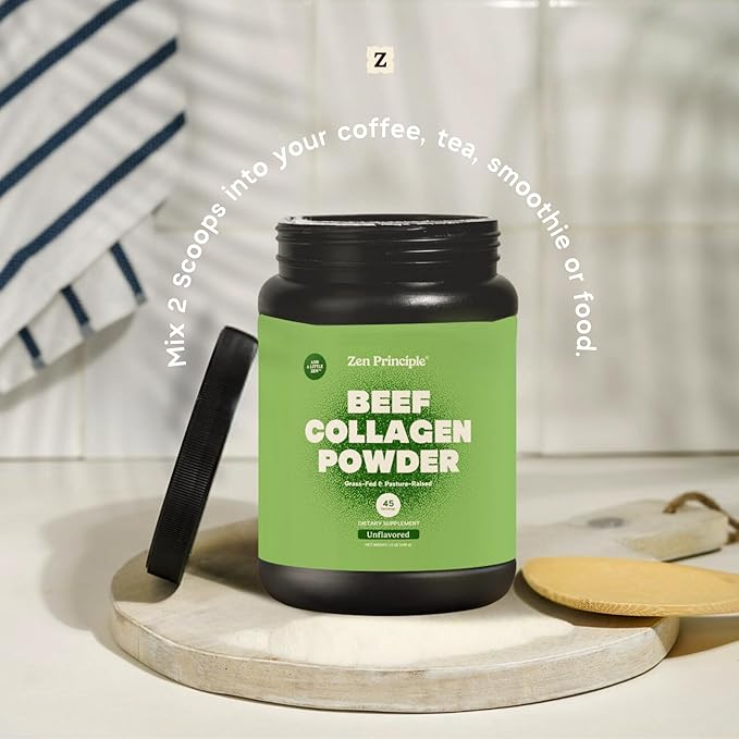 Zen Principle Grass-Fed Agglomerated Collagen Peptides 5 lb. Anti-Aging Hydrolyzed Protein Powder for Healthy Hair, Skin & Joints. Paleo and Keto Friendly, GMO and Gluten Free, Pasture-Raised Bovine.