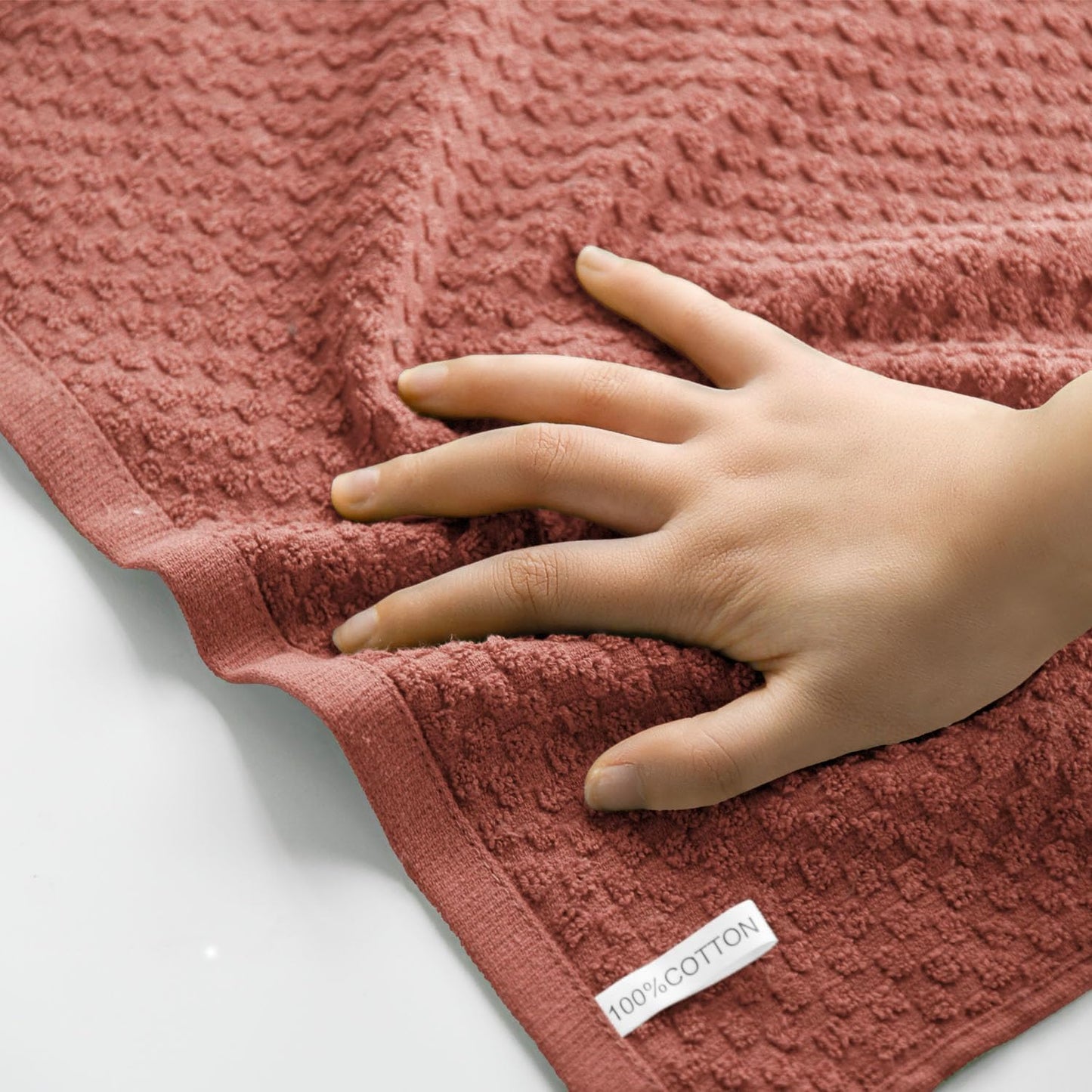 Artoid Mode Ring Spun Cotton Red Dishcloth Kitchen Towels, 12x12 Inch Ultra Soft Absorbent Quick Drying Household Cleaning Kitchen Rags Set of 6