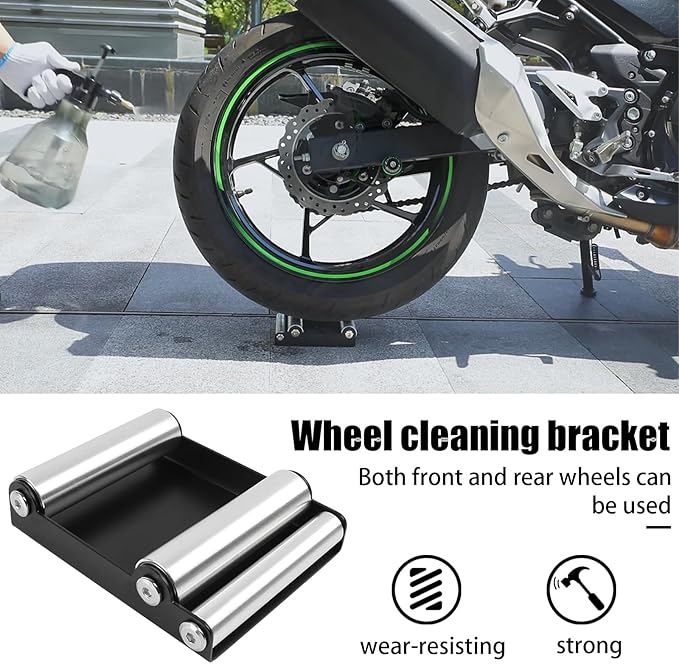 Motorcycle Wheel Cleaning Stand Universal Wheel Clean Roller Stand for Tire Cleaning & Chain Lubrication for Dirt Bike Street Bike