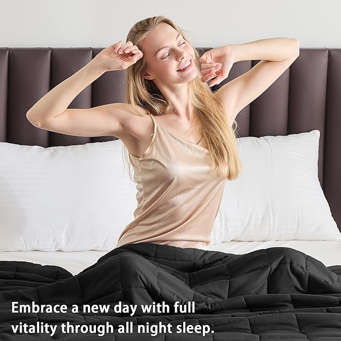King Size Weighted Blanket for Adults (20 lbs, 80” x 87”, Black) Cooling Heavy Blanket for Sleeping Perfect for 190-210 lbs, Breathable Blanket for Adults & Couple All Season, Machine Washable