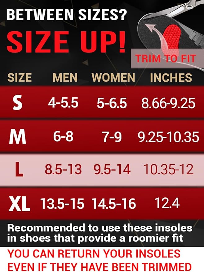 Work Pro Comfort Insoles - Shock Absorption - Low Arch - Cushioning Anti Fatigue Shoe Insert Men Women - Non-Slip - Soft Comfortable Work Boot Insoles - Foot Pain Relief (L, Black)