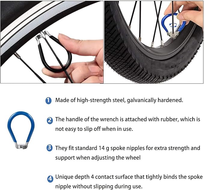 Bicycle Spoke Tension Meter Wrench Repair Tool Set, 8pcs Adjustment Bike Bicycle Spoke Indicator Tensiometer Wrench, Wheel Repair Tool W/Valve Wrench/Spoke Wrench/Tire Lever/Hex/Socket Wrench