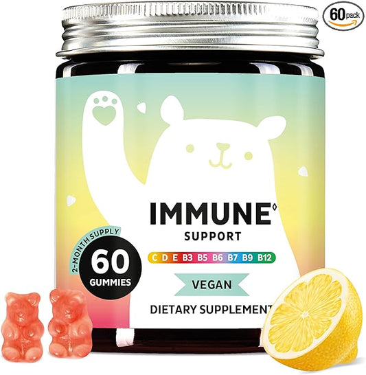 Immune Support Gummies – Vitamin C, D, B6 & B12 – Daily Immune Boost – Vegan, Naturally Flavored (60 Gummies)